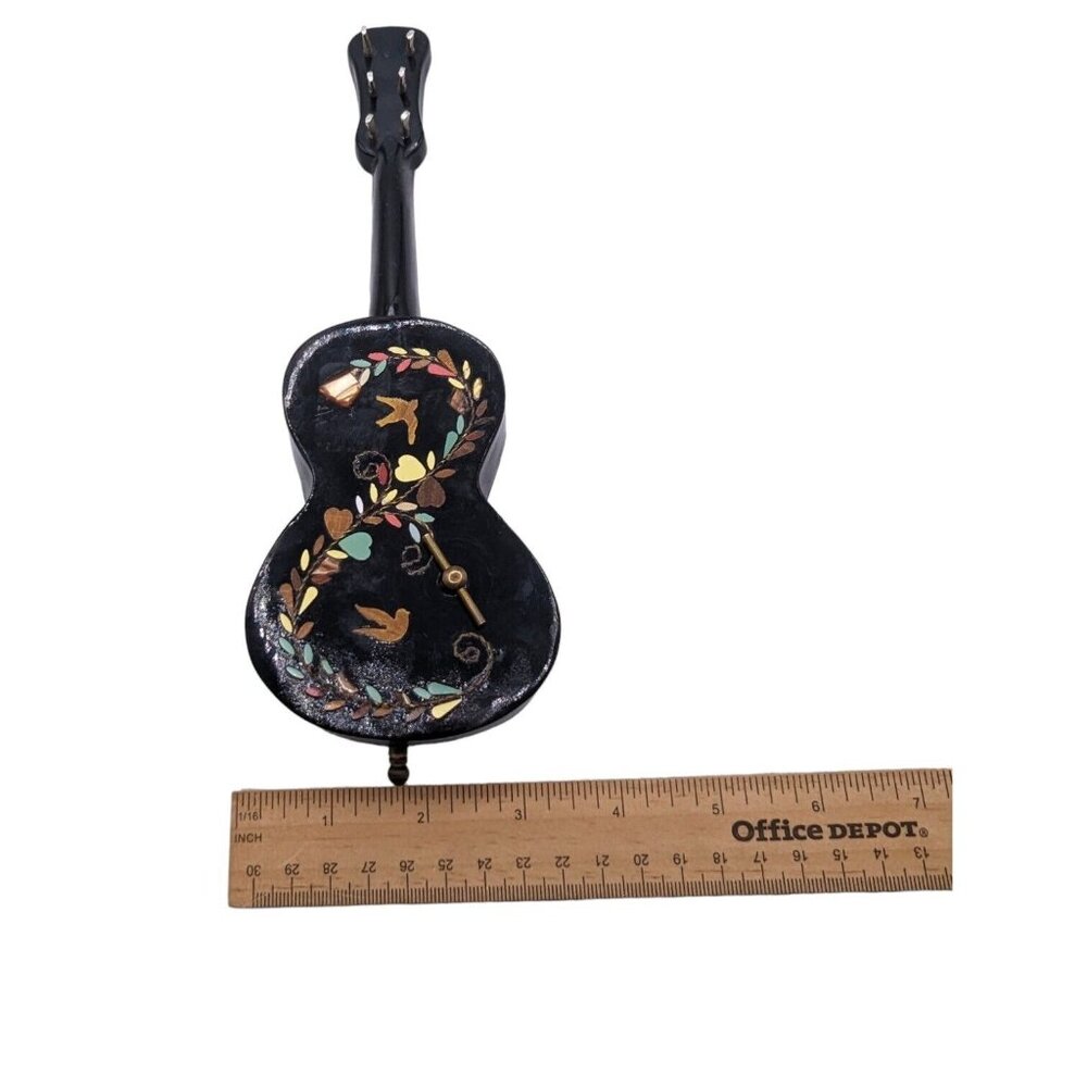 Vintage Miniature Wooden Painted Napoli Guitar Music Box Italy Made Santa Maria - Picture 9 of 14
